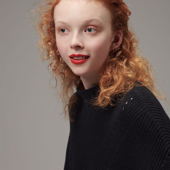 Ladies' Pointelle Sweater GREY (LYK-008) - Picture 6 of 7